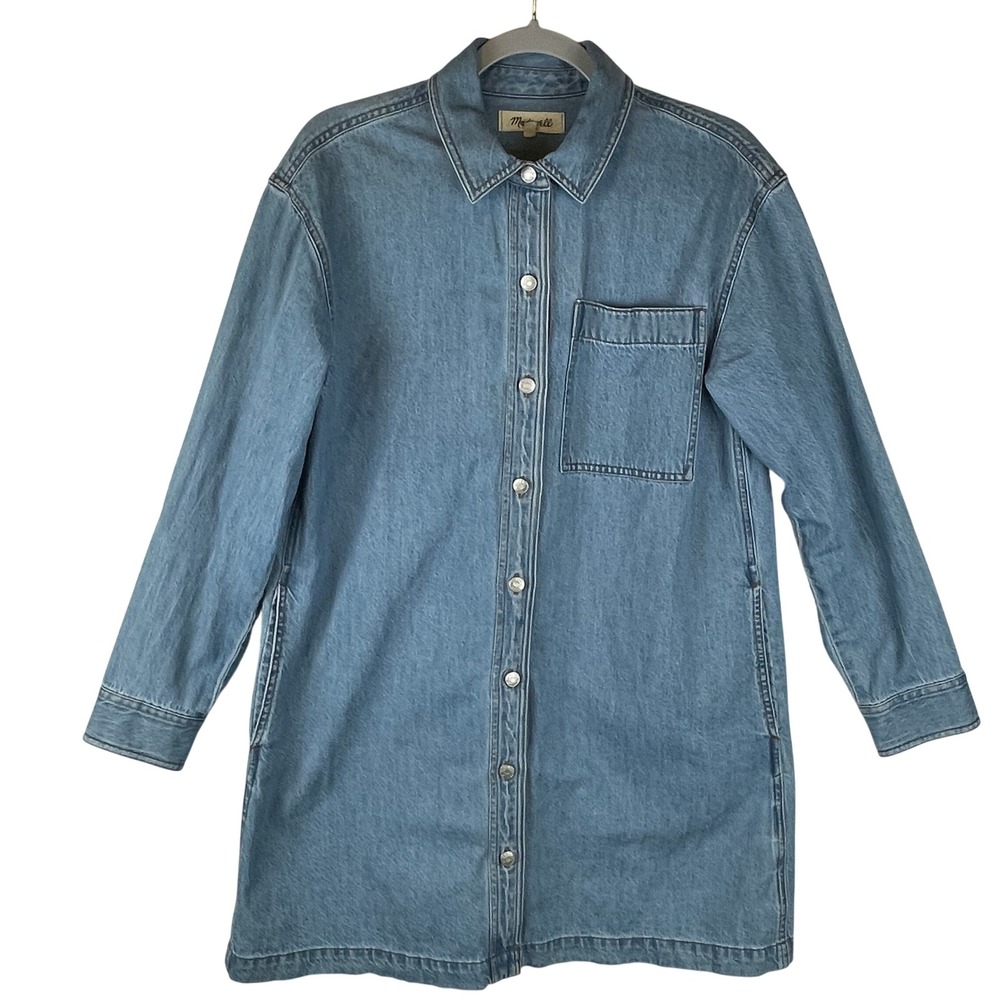 Madewell Denim Shirt Dress Womens Small Blue Cotton Long Sleeve Buttoned Front